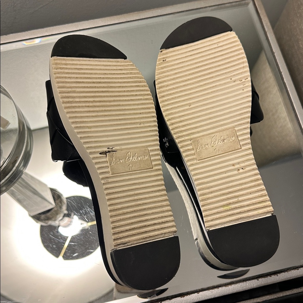 Sam Edelman Adaley Black Leather Sandals 7.5 - Picture 7 of 8